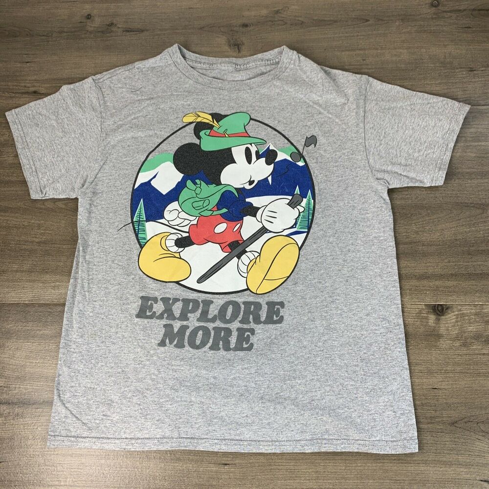 Disney Shirt Boys Size Medium Gray Explore More Mickey Mouse Graphic Tee